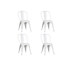 Set de 4 Sillas de Metal Diseño Tolix Empoli Blanca