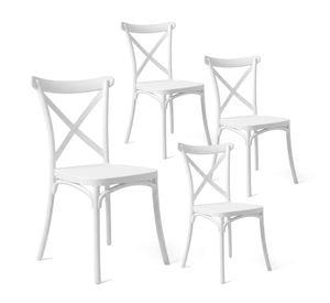 Pack 4 Sillas Comedor Terraza Polipropileno Crossback Blancas