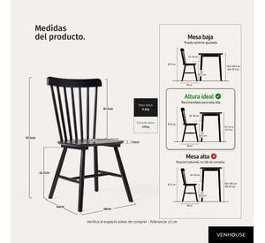 Pack 2 Sillas De Comedor Windsor Madera Negras Venhoouse