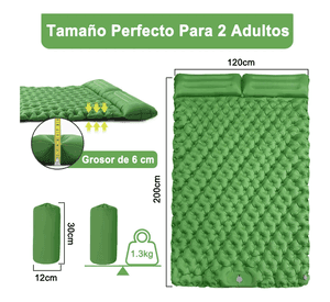 Colchoneta Inflable Para Camping Con Bomba De Pie 2 Personas