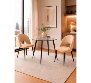 Pack 2 Sillas Comedor Oval Linen Beige