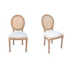 Pack 2 unidades Silla Mara de madera caucho y rattan