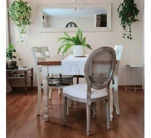 Pack 2 unidades Silla Mara de madera caucho y rattan