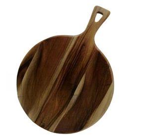 Tabla Redonda Para Picar Con Mango De Madera 40x30x1 Cm