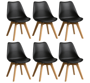 Pack 6 Sillas Eames Acolchada Negras