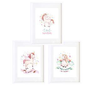 Set 3 Cuadros Unicornios 30X40