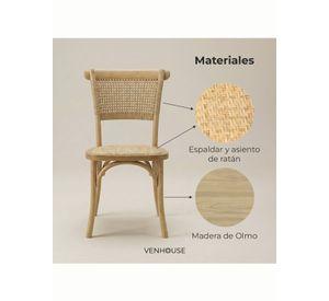 Silla Comedor Madera Rattan Crossback Tejida Venhoouse Marrón Claro