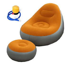 Sofá Tumbona Silla Inflable Reposa Pies Puff X L + Inflador Color Naranja - 212095