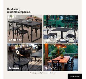 Pack 4 Sillas Crossback Para Comedor Apilables Polipropileno Negras