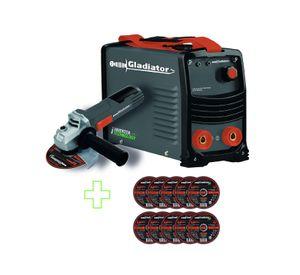 Soldadora Inverter Arco Manual 200amp + Esmeril 4 1/2 + 10 Discos de Corte Gladiator