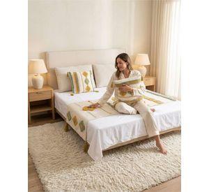 Piecera De Cama Boho Con Dos Fundas Cojin Bordado PF9