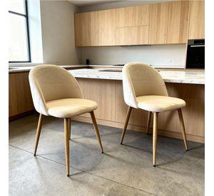 Pack 2 Sillas Comedor Moderna Acolchada Metal Sora Venhoouse Felpa Beige