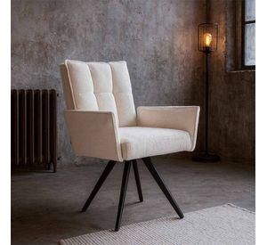 Silla Giratoria Preston Con Brazos Tela Beige 66X63X92 Cm