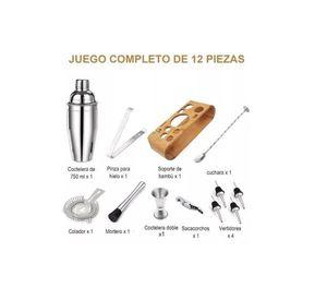 Kit De Utensilios De Coctelería C/coctelera De 750ml, 12 Pzs