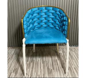 Poltrona de Terciopelo Azul Turquesa Acolchada Estilo Glam