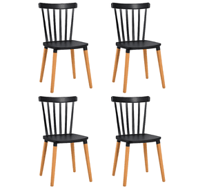 Pack 4 Sillas Windsor para Comedor o Terraza Negras