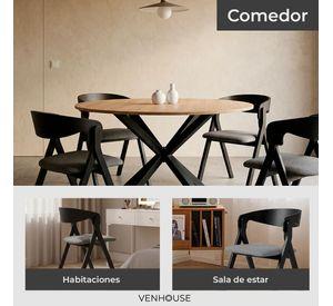 Silla Comedor Madera Tapiz Chenilla Margot Venhoouse Negra
