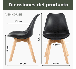 Pack 2 Silla Eames Tulip Negras
