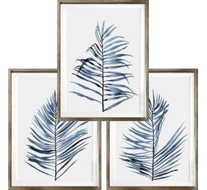 Set Hojas azules 40x50 Marco Plateado
