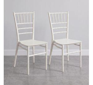 Pack 2 Sillas Comedor Eventos Apilable Polipropileno Blanca Chiavari