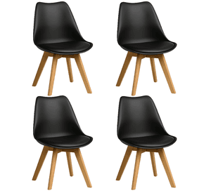 Pack 4 Sillas Eames Acolchada Negras