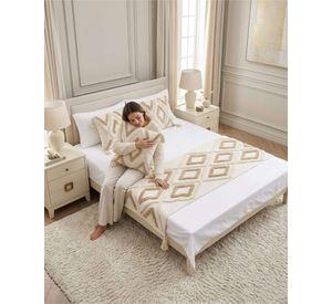 Piecera De Cama Boho Manta Tejida Decorativa P1