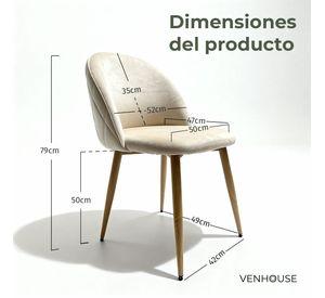 Pack 4 Sillas Comedor Moderna Acolchada Metal Sora Venhoouse Felpa Beige