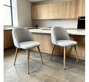 Pack 2 Sillas Comedor Moderna Acolchada Metal Sora Venhoouse Felpa Gris