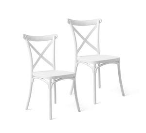 Pack 2 Sillas Comedor Terraza Polipropileno Crossback Blancas