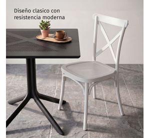 Pack 2 Sillas Comedor Terraza Polipropileno Crossback Blancas