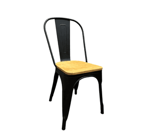 Silla Tolix Industrial Metal Negro con Asiento de Madera Apilable