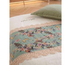 Piecera de Cama Multiuso Diseño Bohemio con Encaje 80x200cm m2