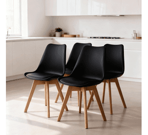 Pack 4 Sillas Eames Tulip Acolchadas Negras