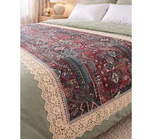 Piecera de Cama Estilo Bohemio con Encaje - Multiuso 80x200 cm m3