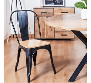 Silla De Metal Tolix Asiento De Madera