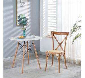 Pack 4 Crossback Madera Rattan Natural