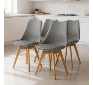 Pack 4 Sillas Eames Tulip Acolchadas Gris