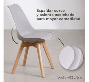 Pack 4 Sillas Eames Tulip Acolchadas Gris