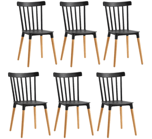 Pack 6 Sillas Windsor para Comedor o Terraza Negras