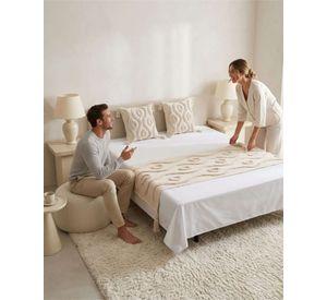 Piecera De Cama Boho Con Dos Fundas Cojin Bordado PF10