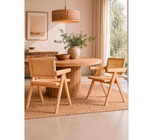 Pack 2 Sillas Chandigarh Madera Ratán Natural