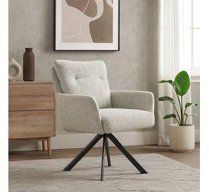 Silla Giratoria Liam Tela Gris Claro Estructura Metalica Negra