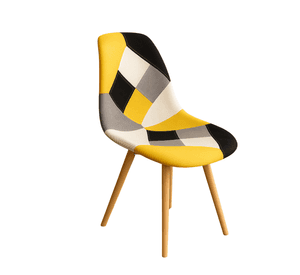 Silla de comedor tapizada con patas de madera - Patchwork