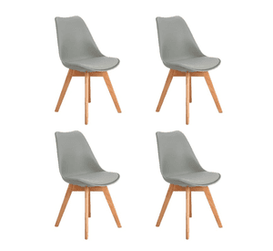 Pack 4 Sillas de Comedor Tulip Acolchadas con Patas de Madera