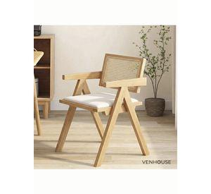 Pack 2 Silla Comedor Chandigarh  Madera Cojín Lino Venhoouse