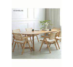 Pack 2 Silla Comedor Chandigarh  Madera Cojín Lino Venhoouse