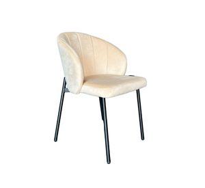 Silla William Tela Beige Estructura Met lica Negra