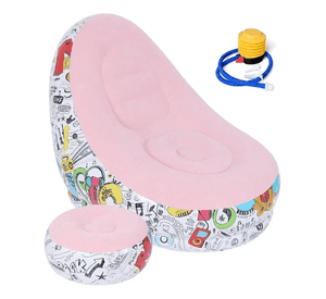Sofá Tumbona Silla Inflable Reposa Pies Puff X L + Inflador Color Rosa - 212089