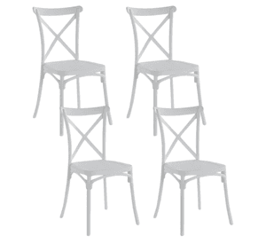 Pack 4 Sillas Crossback Blancas Apilable