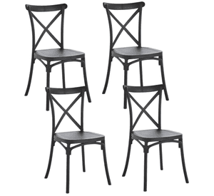 Pack 4 Sillas Crossback Negra Apilable